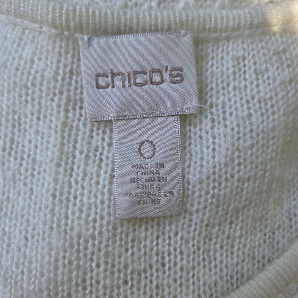 Chico's‎ Knit Sweater with Gold Rhinestone Accents And Lace - Picture 7 of 8